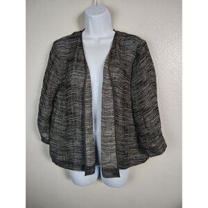 Eileen Fisher Gray Linen Blend Cardigan Size Medium Petite Gauzy Lightweight